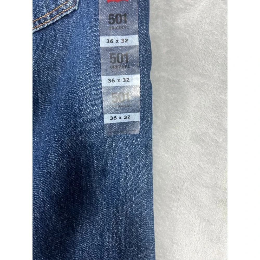 NWT Levis 501 Original Button Fly Jeans 36x32 Dark Wash Style Classic Straight